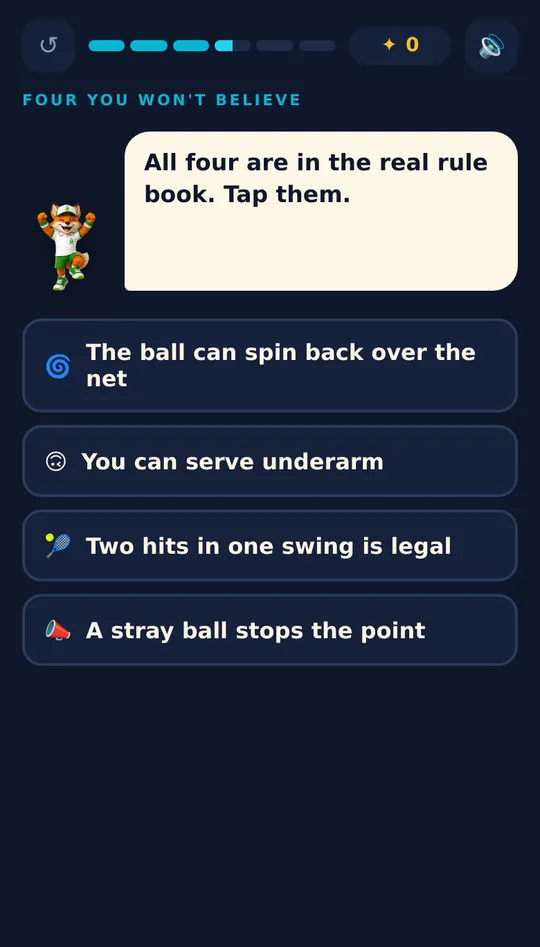 A screen from Foundation Tennis Lab with four rules most people don't believe.