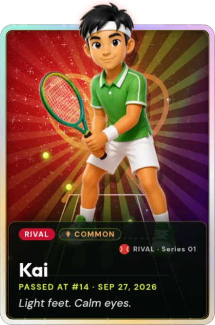 A real collectible card from the app: Kai, a rival card