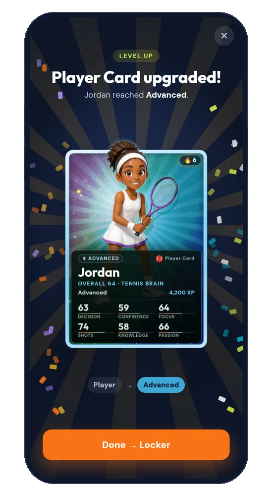 Jordan's Player Card upgrading to Advanced